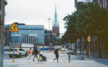 Street view in central Stockholm, Sweden